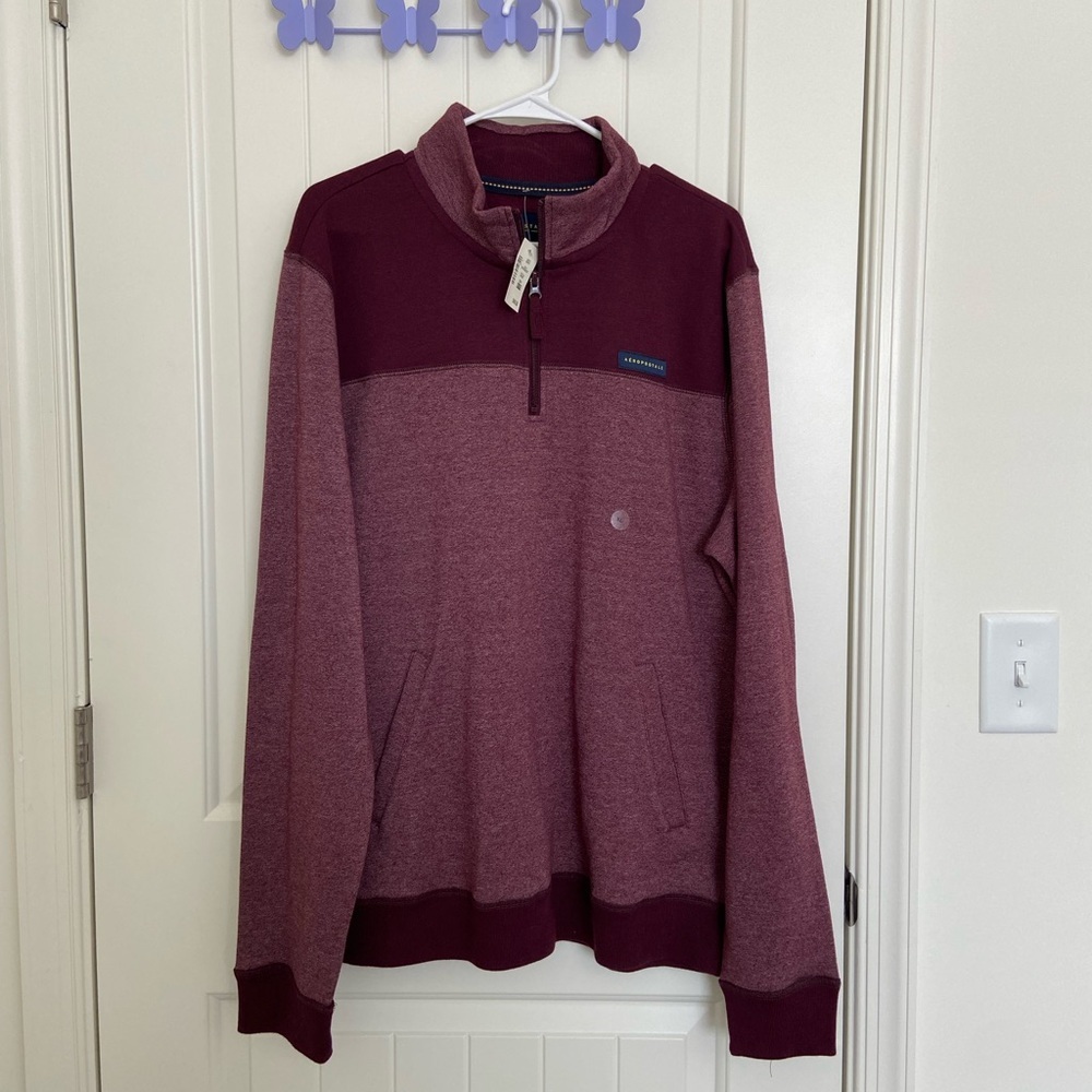 NWT | Aeropostale men’s maroon quarter zip pullover jacket — XL